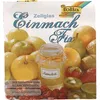 A collection of fruits and a jar of jam, with text overlays indicating product features. Produktbild-Vorschau
