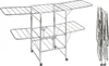 A stainless steel drying rack is shown in two views: one fully assembled and extended, and another folded for storage. Náhled obrázku produktu