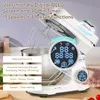 A white stand mixer is shown in a kitchen setting with text overlays highlighting its features. Produktbild-Vorschau