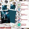 A collage of Harry Potter themed bedding with marketing icons and text. Produktbild-Vorschau