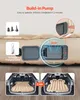 An inflatable car mattress being inflated with a built-in pump, and shown in use inside a car. Náhled obrázku produktu
