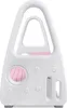 A white plastic step stool with pink steps and decorative circular details. Voir les images du produit