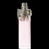 A perfume bottle with a silver cap and pink liquid inside, set against a black background. Produktbild-Vorschau