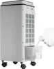 A white air cooler with a transparent water tank being refilled from a plastic bottle. Náhled obrázku produktu