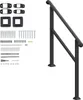 A black handrail kit with various installation accessories laid out on a white background. Podgląd zdjęcia produktu