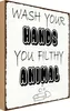 vianmo Holzschild 18x12 cm wash your hands filthy animal Produktbild-Vorschau 1