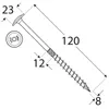 CT 50x Viti da costruzione 8x120 mm T40 Viti per legno a Anteprima dell’immagine prodotto 2