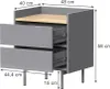 Table de chevet Vicco Velina Gris 48x58cm avec 2 tiroirs, Voir les images du produit 3