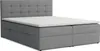 A gray upholstered boxspring bed with a headboard and mattress topper is shown against a white background. Voir les images du produit