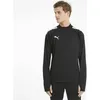 A man wearing a black Puma long-sleeved shirt with white accents on the shoulders. Produktbild-Vorschau