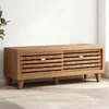 Holz Stauraumschrank mit Lamellentueren 140x35x45 cm Produktbild-Vorschau 2