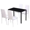 A black dining table with four white chairs. Náhled obrázku produktu