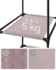 Close-up of a fabric storage unit shelf, showing weight capacity and material texture comparisons. Náhled obrázku produktu