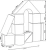A diagram of a set of foam blocks with dimensions indicated. Produktbild-Vorschau