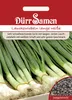 A seed packet for 'Lauchzwiebeln lange weiße' (long white spring onions) from Dürr Samen, showing a close-up of the spring onions and a sample of the seeds. Produktbild-Vorschau