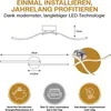 Diagrams and marketing icons related to a ceiling lamp. Produktbild-Vorschau