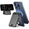 A collection of iPhone accessories, including a Mag-Safe wallet and a charging stand with a phone displaying a calendar and clock. Produktbild-Vorschau