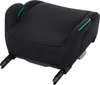 A black car seat booster with green trim, shown from a slightly elevated front-side angle on a white background. Produktbild-Vorschau