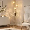 HOMCOM Stehlampe Wohnzimmer mit Regal, Glasschirmen, für Produktbild-Vorschau 2