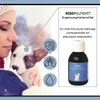 A woman holding a puppy in a snowy environment, with icons and product information displayed. Produktbild-Vorschau