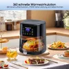 A kitchen counter scene with an air fryer, food, and drinks. Produktbild-Vorschau