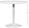 A white round table with dimensions indicated by text and lines. Náhľad obrázku produktu