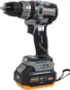 A cordless drill with a battery pack attached, shown against a white background. Voir les images du produit