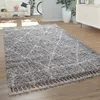 Hochflor Teppich Grau Wohnzimmer Orientalisches Muster Produktbild-Vorschau 4