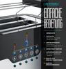 A close-up view of a toaster's control panel with overlaid text and icons explaining its features. Produktbild-Vorschau