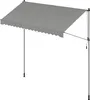 A gray awning with two support poles and a crank mechanism, shown against a white background. Produktbild-Vorschau