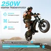 A person riding an electric bicycle performing a wheelie in a desert-like environment. Produktbild-Vorschau