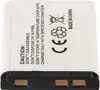 A close-up view of a battery with warning labels and symbols. Podgląd zdjęcia produktu