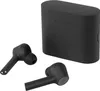 A black charging case and two black wireless earbuds are displayed against a white background. Podgląd zdjęcia produktu