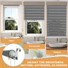 A collage of three images showing a window blind in different states of openness and a close-up of the blind mechanism. Produktbild-Vorschau