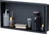 A built-in black shower niche filled with various bathroom accessories. Produktbild-Vorschau