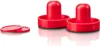 Two red air hockey strikers and two red pucks on a white background. Anteprima dell’immagine prodotto