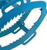 A close-up view of a blue metal forestry grapple with serrated edges. Produktbild-Vorschau