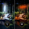 Two split images of a patio setting at night, one showing a patio heater and the other a patio lamp. Náhled obrázku produktu
