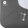 Dark gray fitted sheet showing the elasticized edge and a 5 cm depth measurement Anteprima dell’immagine prodotto