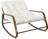 A white rocking chair with a brown wooden frame against a white background. Voir les images du produit