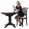 Table extensibles ronde en bois MDF - Marron - 6 couverts - Voir les images du produit 2