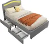 Minimalistisches Polsterbett mit LED-Licht, 2 Schubladen & Produktbild-Vorschau 15