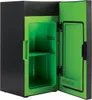 An open mini-fridge with a black exterior and a bright green interior. Podgląd zdjęcia produktu