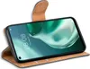 A smartphone in a brown flip case, showing the time and date on its screen. Anteprima dell’immagine prodotto