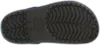 The sole of a blue and black Crocs shoe is shown from an underneath view. Produktbild-Vorschau