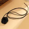 Naszyjnik Choker Ozdobny Kwiat Na Szyję Długi Czarny Róża Podgląd zdjęcia produktu 6