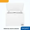 A white chest freezer with its lid open, displaying the interior compartments. Produktbild-Vorschau