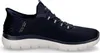 A single navy blue Skechers shoe is shown against a white background. Náhled obrázku produktu