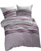 A neatly folded duvet cover and two pillowcases with a striped pattern. Produktbild-Vorschau