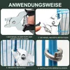 A collage of four images demonstrating how to use a hog ring plier tool to attach clips to a cage. Produktbild-Vorschau